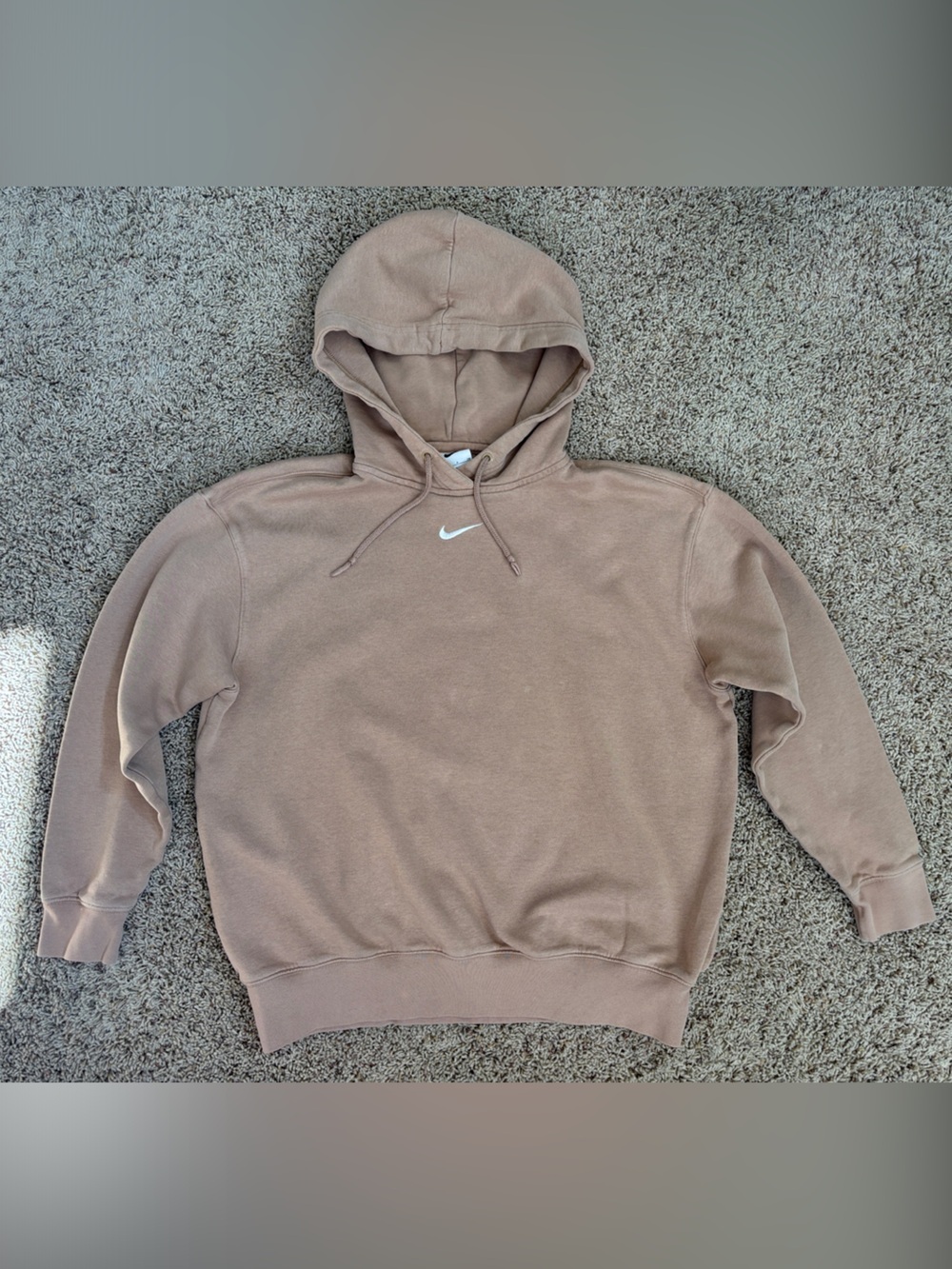 Nike Women’s Sportswear fleece - oversized pullover hoodie, oatmeal cream colour